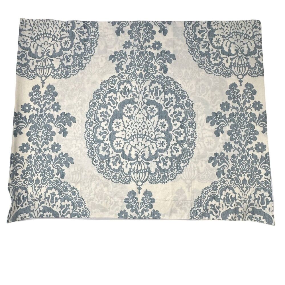 Pottery Barn Standard Pillow Shams Lucianna Medallion blue Damask Design Set 2